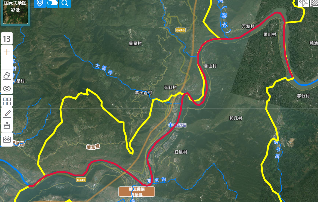 大渡河沙坪镇河段地图